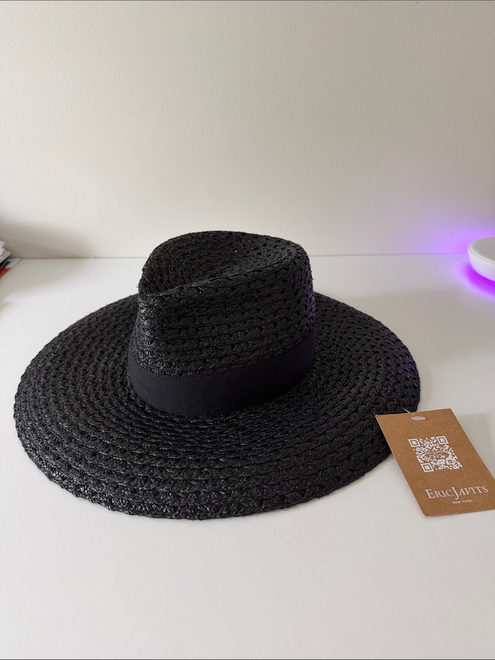 Eric Javits Black Woven Sun Hat with Band